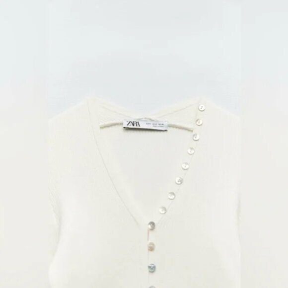 Zara Buttoned Knit Top M - Picture 3 of 9